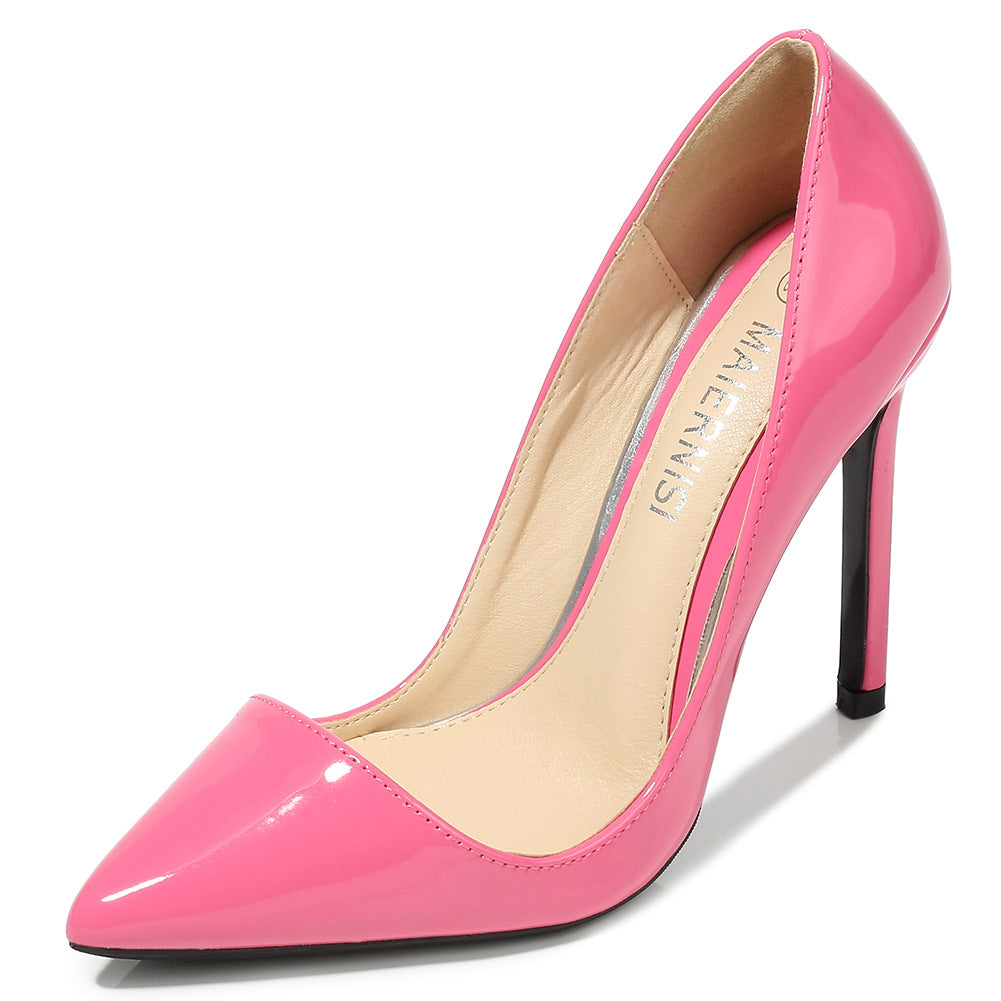 Women Candy Color Pointed Toe Shallow Stiletto Heel Pumps