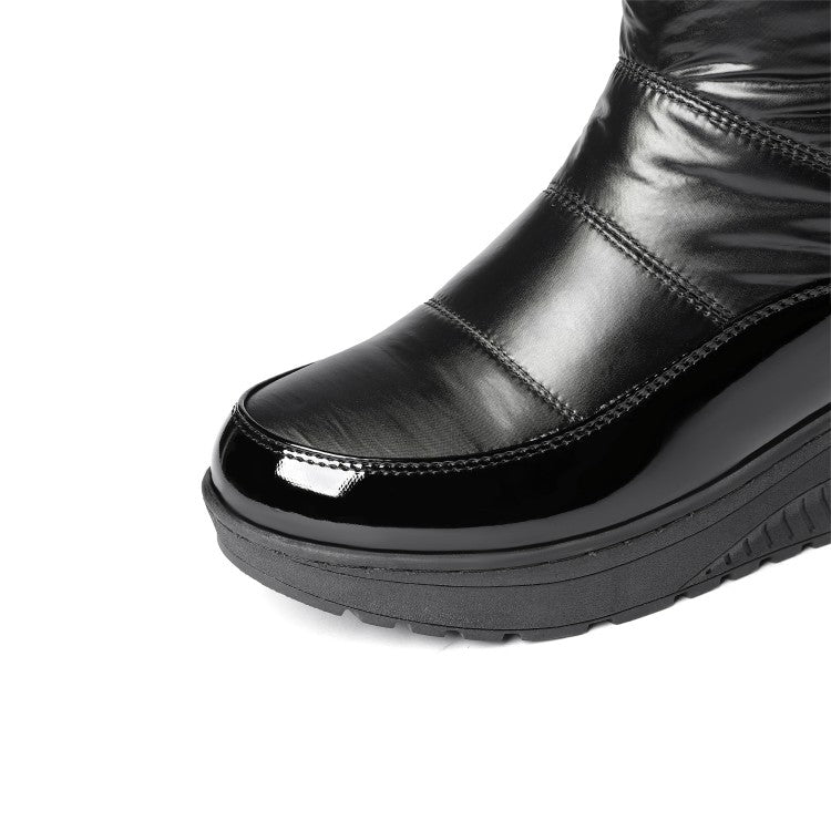 Women Waterproof Wedge Heels Down Tall Boots for Winter