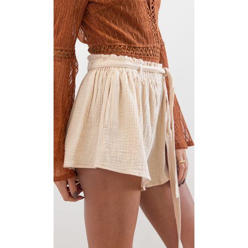 Elasticity Belt Loose Casual Solid Color Wide-leg Women Shorts