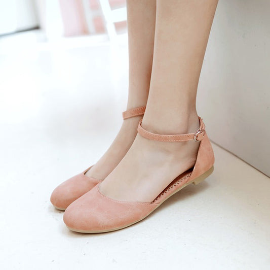Women Round Toe Ankle Strap Flat Sandals