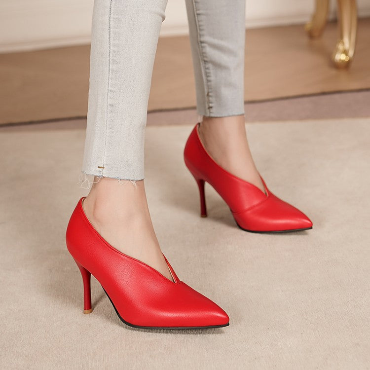 Women Pointed Toe Shallow Stiletto Heel Ankle Boots