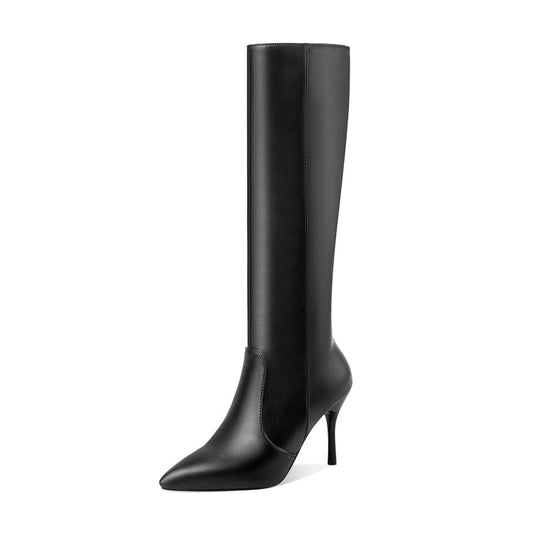 Women Pointed Toe Side Zippers Stiletto Heel Tall Boots