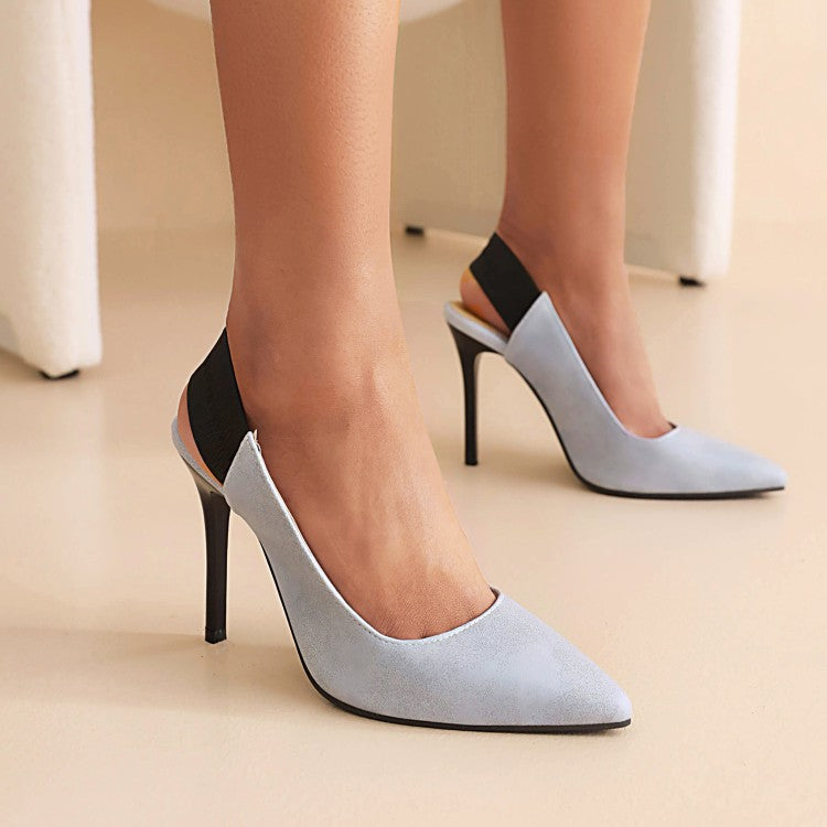 Women Printed Pointed Toe Slingbacks Stiletto High Heels Sandals