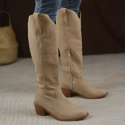 Women Round Toe Cowboy Knight Boots