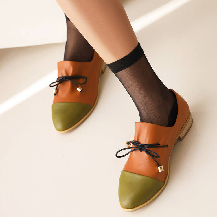 Women Bow Straps Low Heel Loafers Shoes