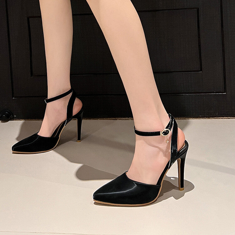 Women Pointed Toe Ankle Strap Stiletto Heel Sandals