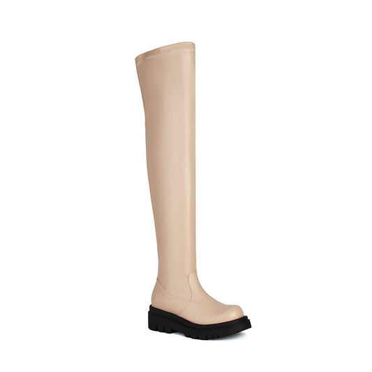 Women Round Toe Platform Over the Knee Boots