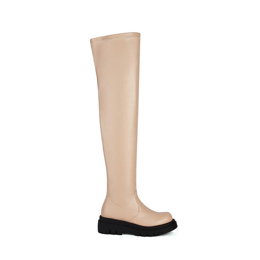 Women Round Toe Platform Over the Knee Boots