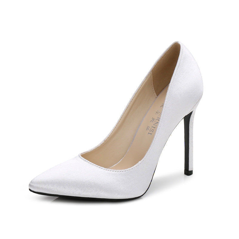 Women Pointed Toe Shallow Stiletto Heel Bridal Shoes Wedding Pumps