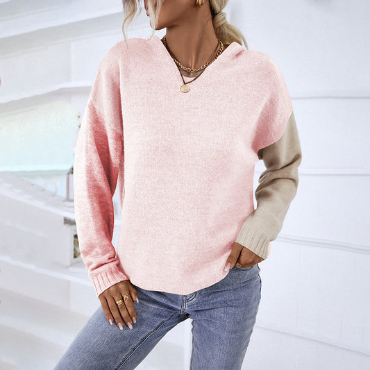 Women's Sweaters Kniting Round Collar Pullover Hoods
