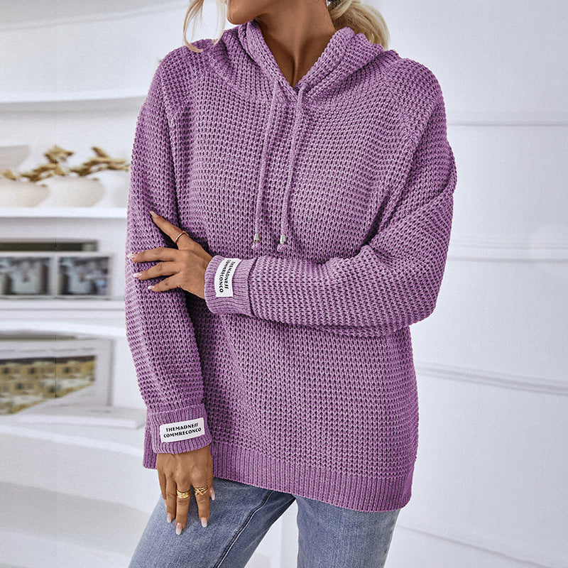 Women's Sweaters Kniting Pullover Plain Hoods
