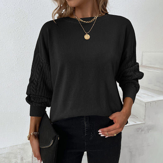 Women's Sweaters Kniting Round Collar Pullover Plain Twist