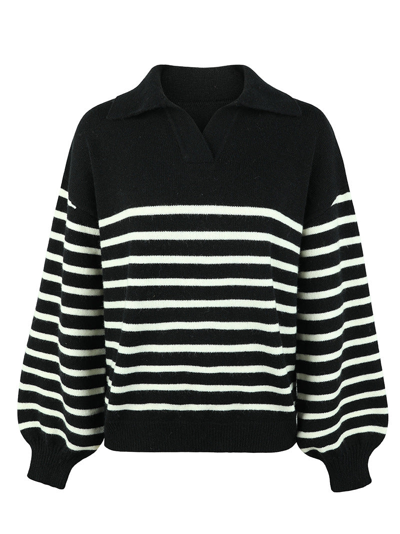 Women's Sweaters Kniting Pullover Bicolor Stripes