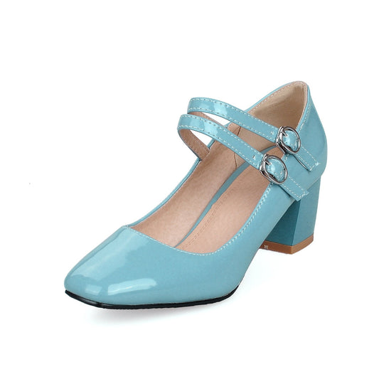 Square Head High Heeled Shallow Mouth Women Pumps