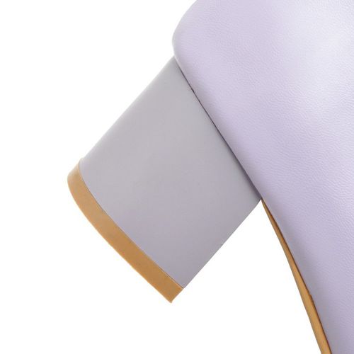 Women Pearl Ankle Strap Pumps Chunky Heeled Shoes