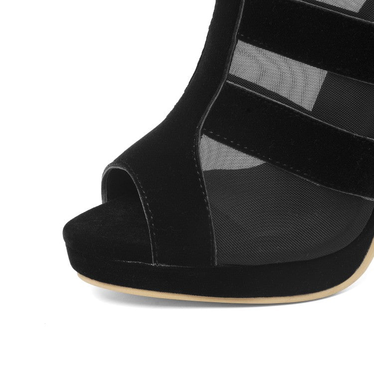 Woman Peep Toe High Heel Short Boots