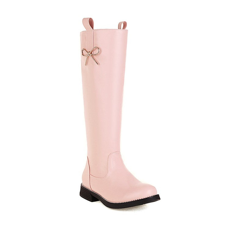 Woman Knot Low Heels Knee High Boots