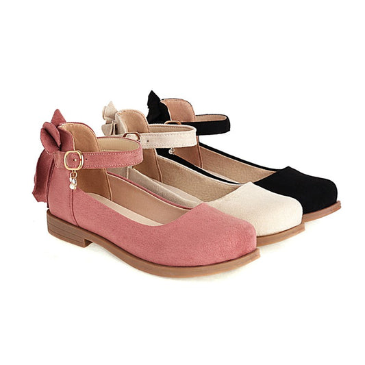 Woman Back Bowtie Flats Mary Jane Shoes