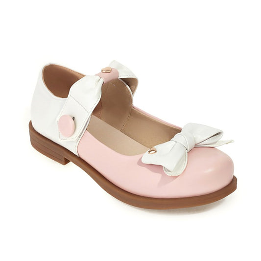 Woman Double Bowtie Flats Mary Jane Shoes