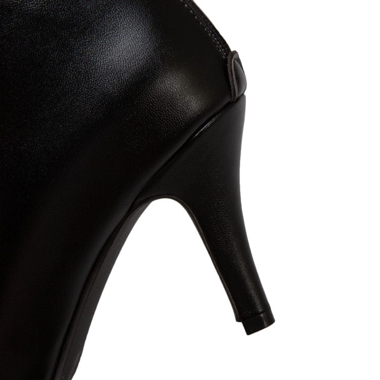 Woman Pointed Toe Zipper High Heel Short Boots
