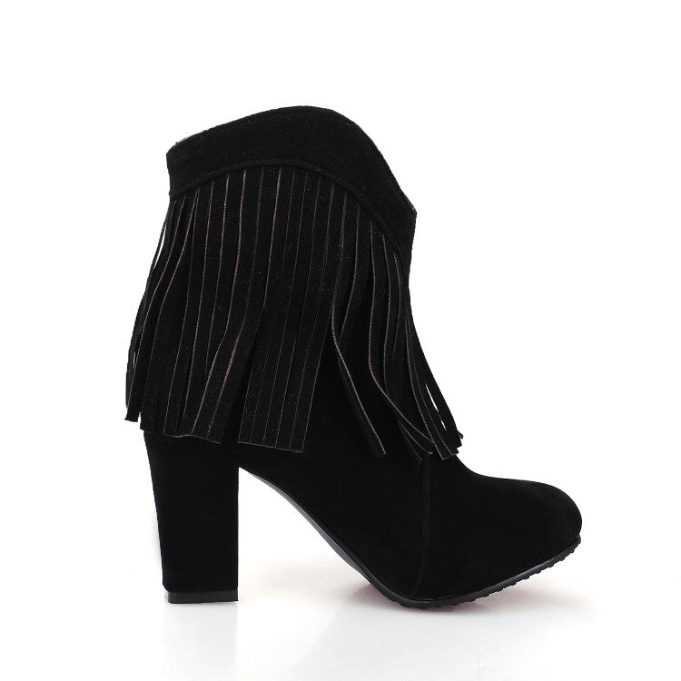 Woman Tassel High Heels Short Boots