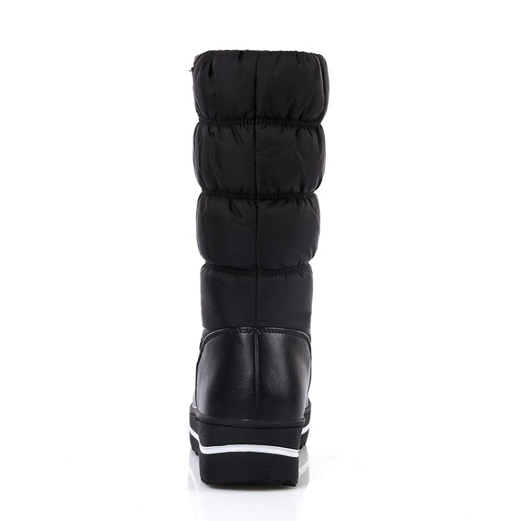 Woman Wedges Heels Winter Down Mid Calf Snow Boots