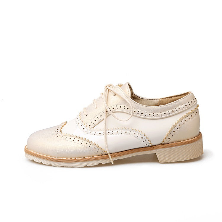Woman Lace Up Flats Oxford Shoes