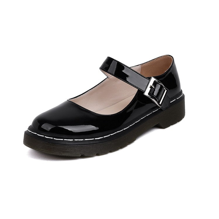 Women Patent Leather Mary Jane Pumps Flats Shoes