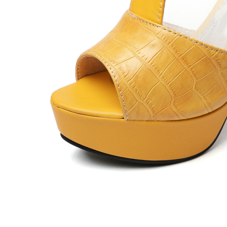 Women Solid Color T Strap Platform Chunky Heel Sandals