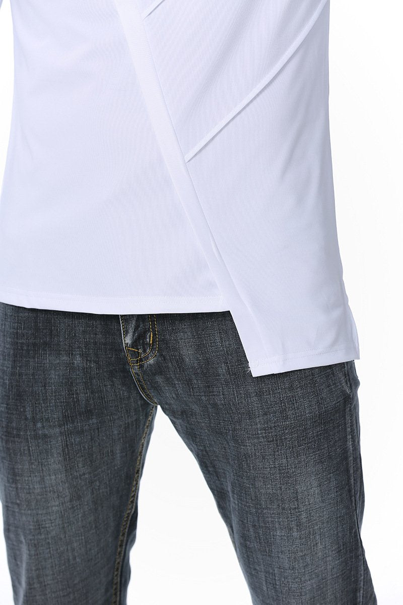 Men's Dark Slim Fit Turtle Neck Irregularity Long Sleeves T-shirt