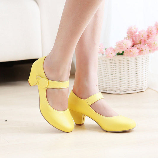 Woman Mary Jane Candy Color Block Heels Pumps