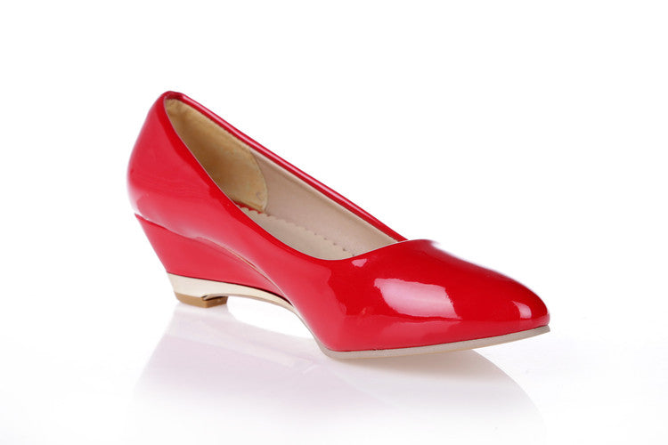 Woman Patent Leather Wedges Heel Pumps