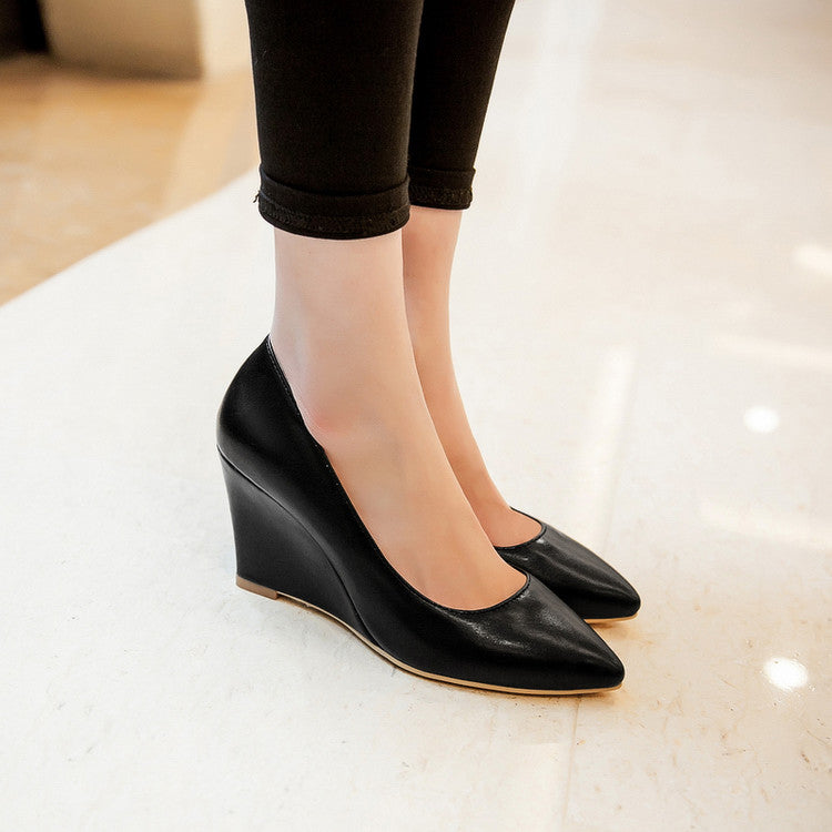 Woman Heels Pointed Toe Wedges Shoes