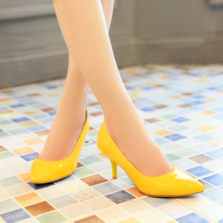 Woman Patent Leather High Heel Pumps