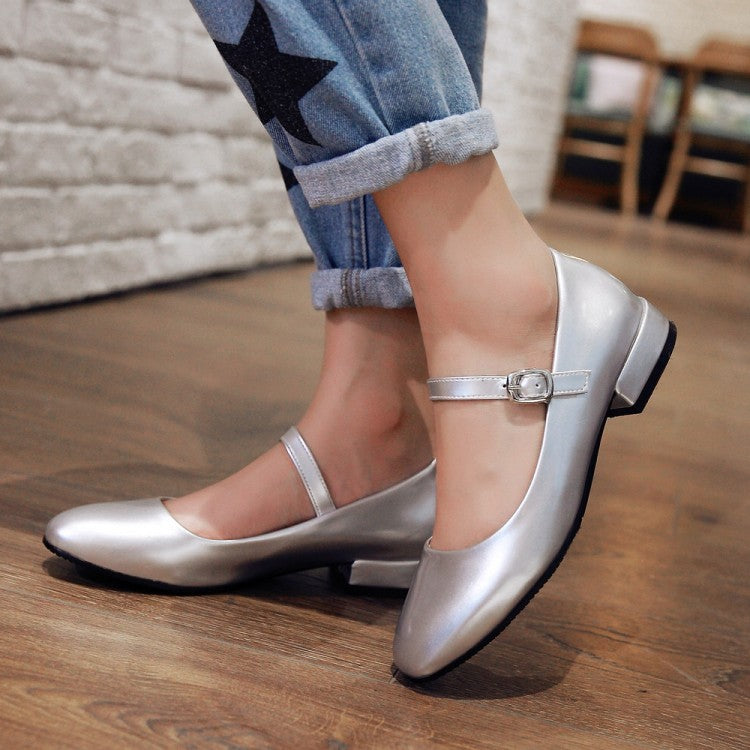 Woman Ankle Strap Mary Kane Block Heels Pumps