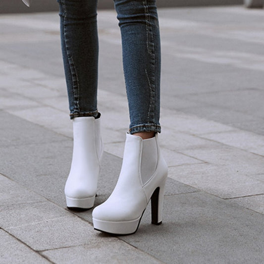 Woman High Heel Platform Short Boots