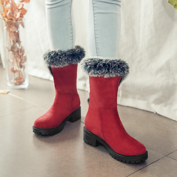 Woman Mid Heel Mid Calf Snow Boots