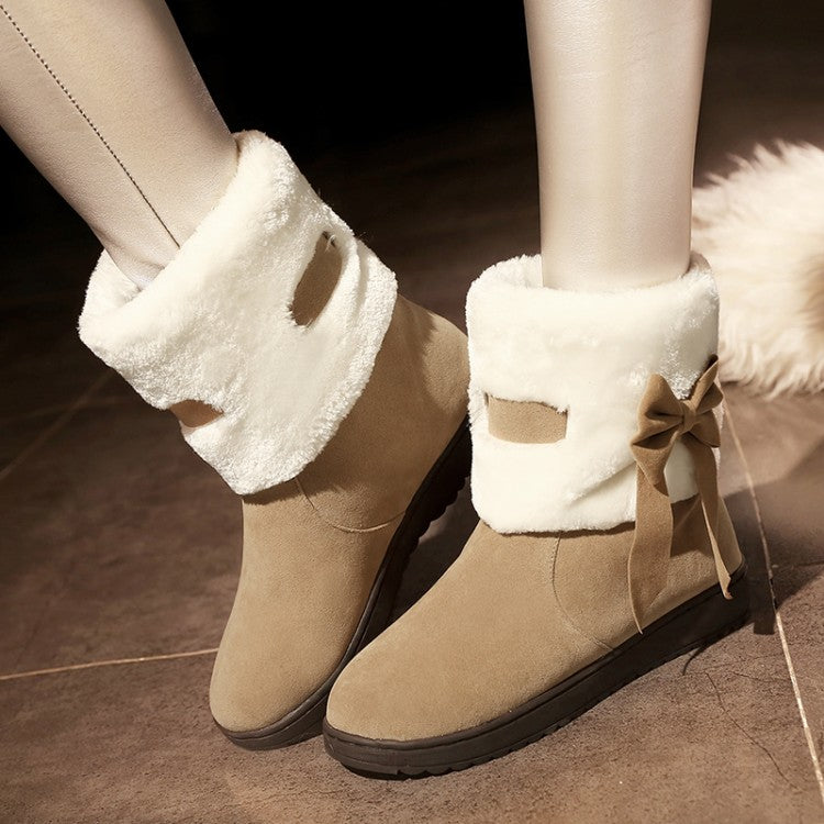 Woman Winter Bowtie Short Snow Boots
