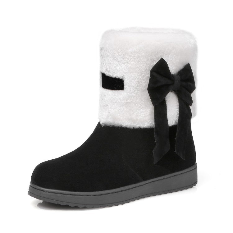 Woman Winter Bowtie Short Snow Boots