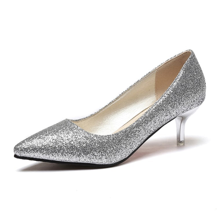 Women Glitter High Heel Pumps Wedding Shoes