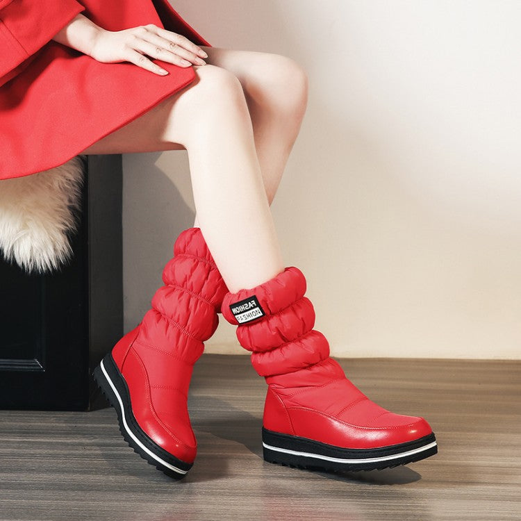 Woman Wedges Heels Winter Down Mid Calf Snow Boots