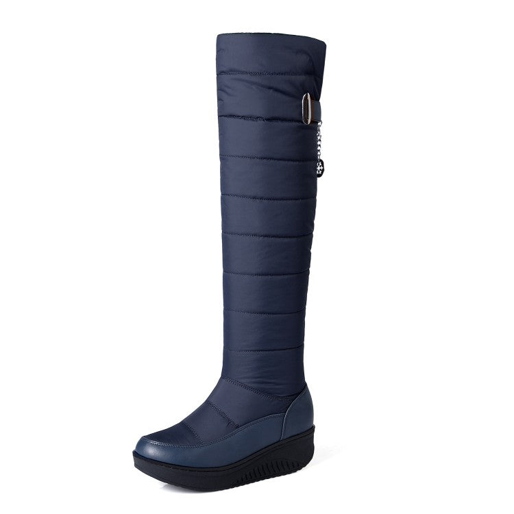 Women Waterproof Winter Wedge Heels Down Tall Boots for Winter