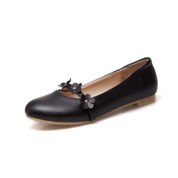 Women Round Toe Shallow Flowers Flats Shoes