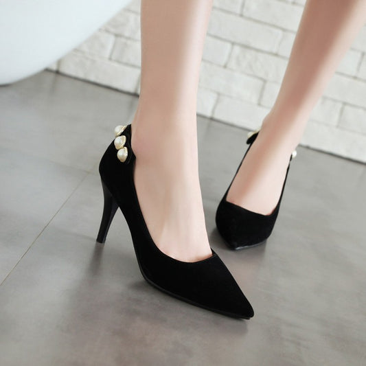 Pointed Toe Pearl Woman High Heels Stiletto Pumps
