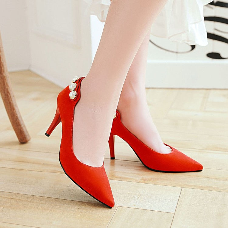 Pointed Toe Pearl Woman High Heels Stiletto Pumps