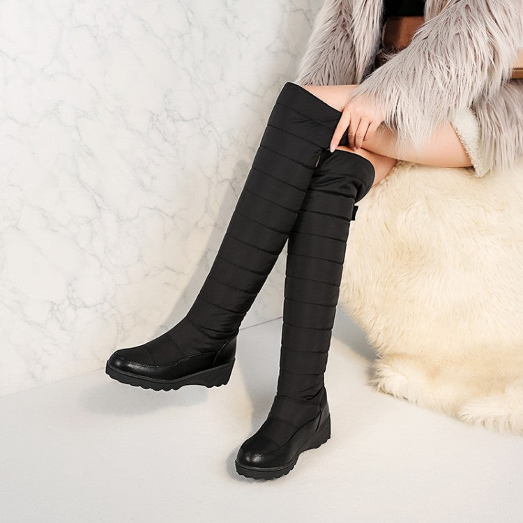 Women Wedge Heels Down Knee High Boots for Winter