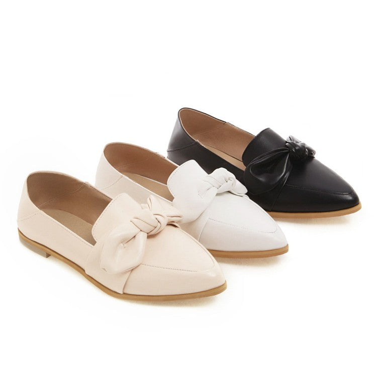 Woman Pointed Toe Bowtie Flats Shoes