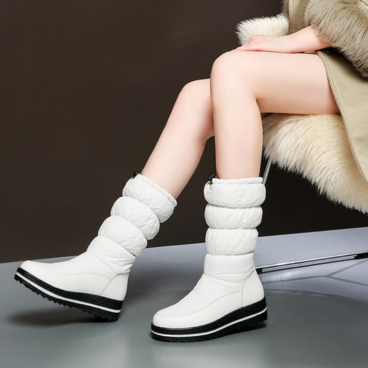 Woman Heels Winter Down Mid Calf Snow Boots