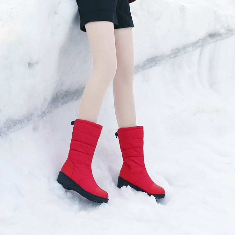 Woman Heels Warm Winter Down Mid Calf Snow Boots
