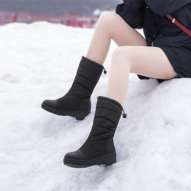 Woman Heels Warm Winter Down Mid Calf Snow Boots